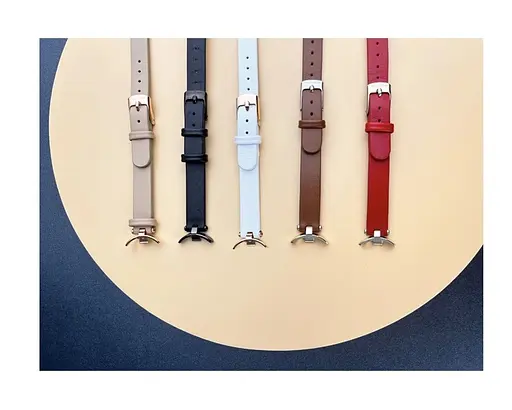 Шкіряний ремінець MiJobs для фітнес-браслета Xiaomi Mi Band 8 і 9 Type A білий, тримач - золотистий - фото 3