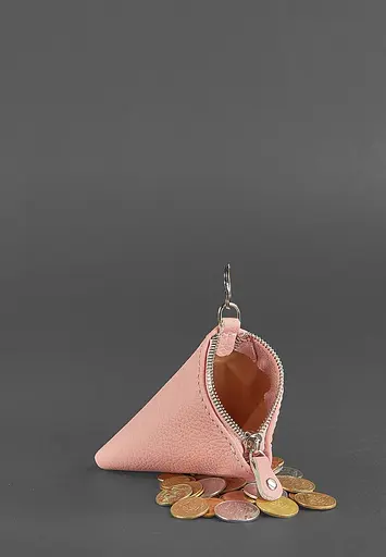 Женская кожаная монетница 2.0 Пирамида розовая - фото 3