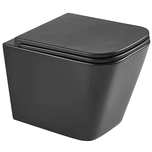 Унитаз подвесной Mixxus Premium Quadro-0301-T3 Black 490x340x360 мм, система смыва Tornado 3.0 MP6587, Черный матовый - фото 1