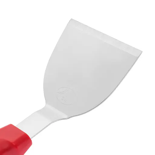 Шпатель скребок лопатка для теста из нержавеющей стали с пластиковой ручкой 25 см, Kitchen Master Красный 85287 - фото 10