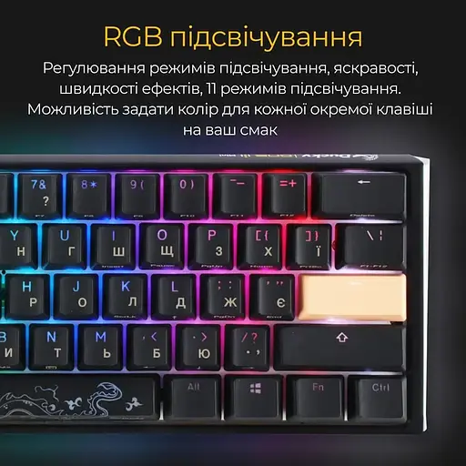 Клавіатура Ducky One 3 Mini Cherry MX Speed Silver RGB Black DKON2161ST-PUAPXCLAWSC1 UA (125716) - фото 9
