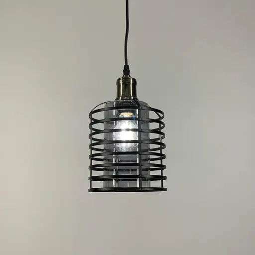 Підвіс в стилі Лофт з графітовим плафоном у чорному корпусі 30х17 см | Line F | Арт. 12056/1 BK+GR - фото 3