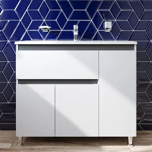 Тумба з умивальником AM.PM X-Joy підлогова 100 см права 1 ящик білий M85-FSR10036-WC10036WG38 Білий - фото 2