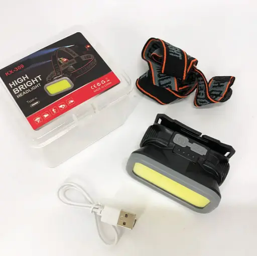 Налобный фонарь Head Lamp YM-309-COB с аккумулятором белый и красный свет USB-зарядка - фото 5