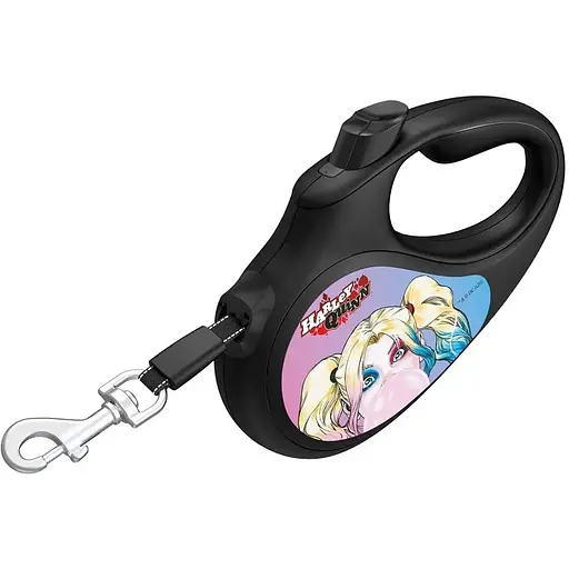 Поводок-рулетка для собак Waudog R-leash рисунок Харли Квин L, до 50 кг, 5 м, светоотражающая лента черный - фото 2