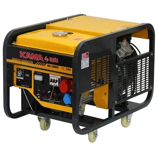 Бензиновый генератор KGL12000FE3, 3-фазный 220/400V, 50Hz, 11.9kVA/9.5kW, бак 25 л, расход 3.75 л/ч, пуск: стартер, 930х555х580 мм, 145 кг