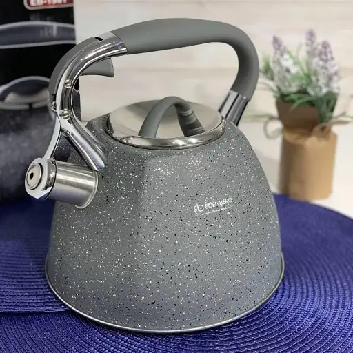Чайник Edenberg EB-1981 со свистком нержавеющая сталь с мраморным покрытием 3 л серый - фото 3