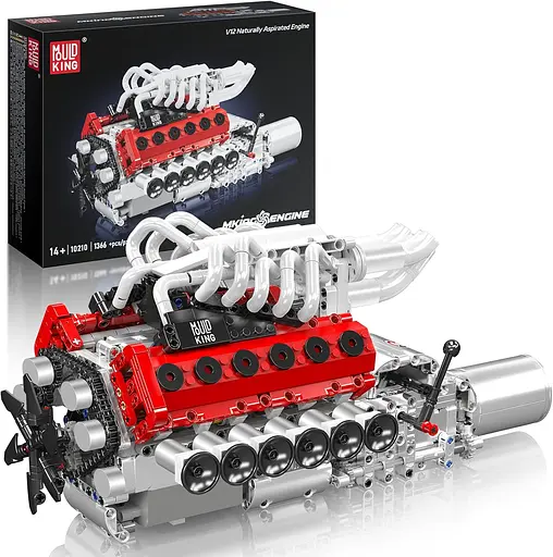 Конструктор двигун Mould King V12  Naturally Aspirated Engine Ferrari моторизований дитячий мотор 1366 деталей - фото 2