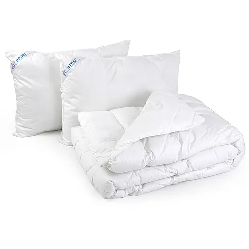 Набір ковдра та 2 подушки зі штучного лебединого пуху білий (172.139ЛПУ)