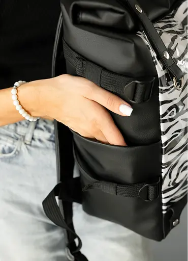 Жіночий рюкзак Sambag RollTop Hacking чорний принт "Zebra" 41 х 30 х 16 см (24460146) - фото 7