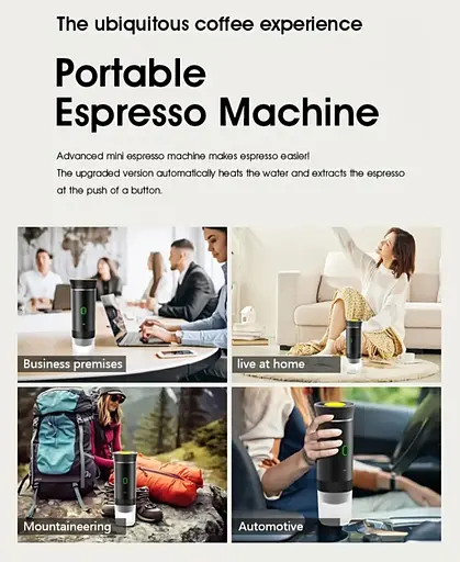 Портативная USB-кофеварка 3-в-1 для эспрессо, капсул и молотого кофе – компактная, беспроводная, с подогревом - фото 14