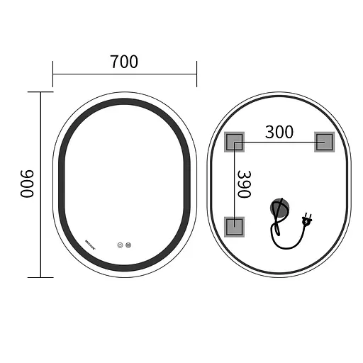 Зеркало Mixxus Premium Ellipse MV05-90x70-Reverse MP6644 - фото 8