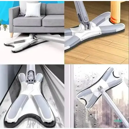 Швабра бабочка лентяйка X-type mop с автоотжимом, телескопической ручкой и насадкой из микрофибры - фото 7