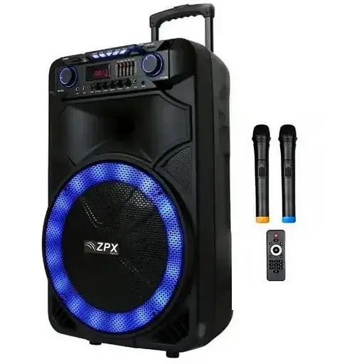 Портативная колонка ZPX ZXX-1011 с 2 микрофонами и пультом Акустическая система 800Вт RGB подсветка Черный - фото 1