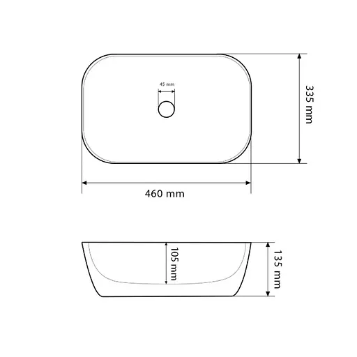 Умивальник VBI Ravenna black white glossy накладний VBI-011226, Чорний - фото 2