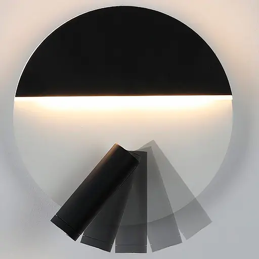 Настінний білий з чорним круглий світильник із спотом | Арт. W 088-180 BK+WT | Line F - фото 2