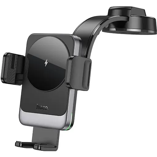 Автодержатель Hoco HW14 с беспроводной зарядкой 15W черный серый - фото 1