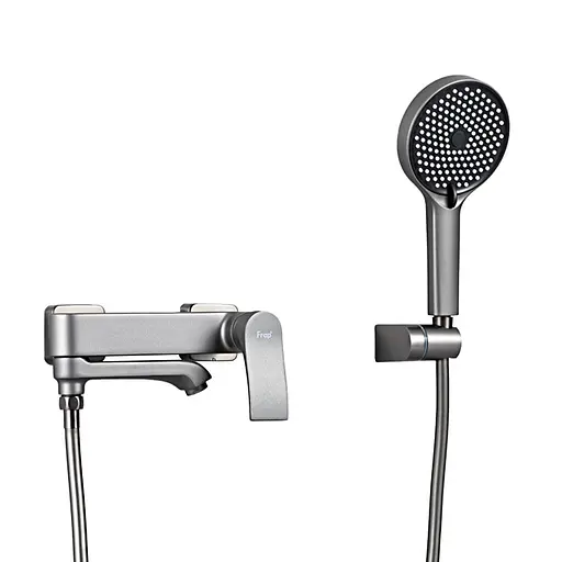 Змішувач для ванни поворотний вилив збройова сталь Frap F3275-19 Графітовий хром - фото 1