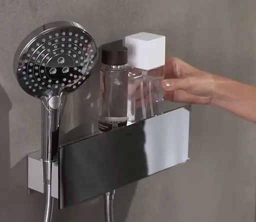 Шлангове під'єднання Hansgrohe Fixfit Porter 300 з тримачем та поличкою біле хромоване 26456400, Хром - фото 3