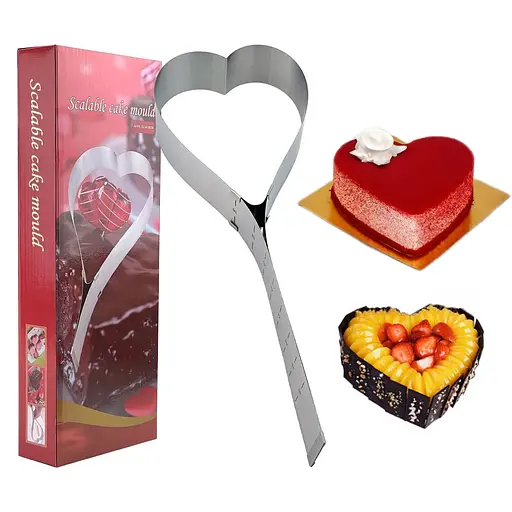 Розсувна форма для випікання та збирання тортів з нержавіючої сталі у вигляді серця 15-30 см, Kitchen Master Сірий 85288 - фото 1