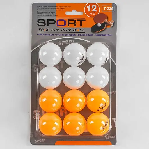 Набір тенісних м'ячиків для пінг понгу C 48014, 12шт на блістері (6900067480149) - фото 1