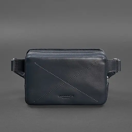 Шкіряна поясна сумка Dropbag Mini темно-синя - фото 10