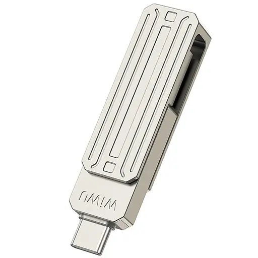 Флеш-накопичувач WIWU Wi-FD001 3in1 (USB-A/C/L) USB 3.0, 64GB Silver - фото 6