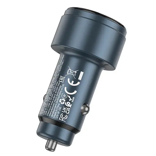 Адаптер автомобильный Hoco Glorious dual-port цифровой дисплей Car charger Z57B |1USB/1Type-C, 63W/3A, PD/QC| - фото 3