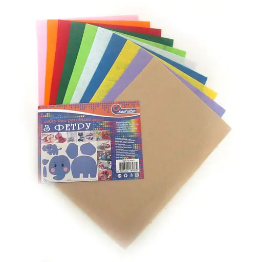 Фетр HARD, 170 г/м², 1.2 мм, А4, 10 шт. в упаковці