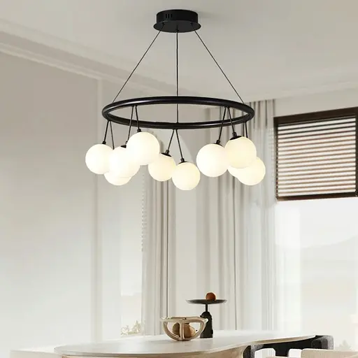 Подвесная люстра-кольцо Magic Beans на 10 плафонов d 60 Line.F SG 18/10 BK - фото 1