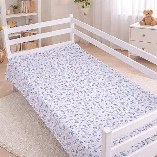 Простирадло MirSon бязь Tiny Unicorn blue 180x220 см (2200012578759) - фото 1