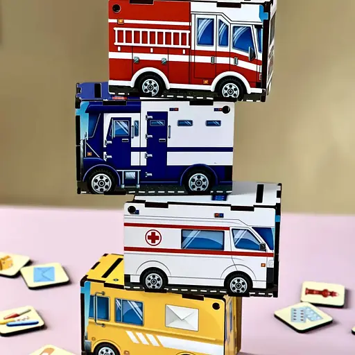 Настольная игра Ubumblebees Служебный транспорт PSF027 сортер-комодик деревянная - фото 3