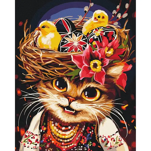 Картина за номерами на підрамнику Brushme Великодня киця Маріанна Пащук