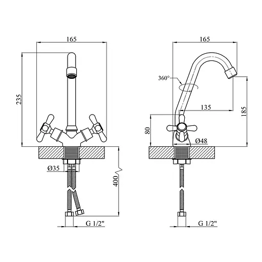 Змішувач для кухні Kroner KRP Royce - C030 CV029049 Хром - фото 2