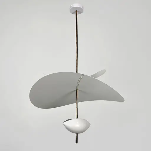 Дизайнерский светильник в белом корпусе с латунной трубкой Ø 60 см | Line F | Ст. MJ09-600 WT - фото 7