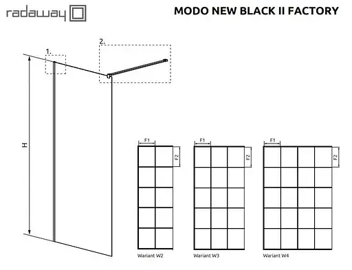 Душова перегородка Radaway Modo New Black II Factory 130 см профиль чорний 389134-54-55 - фото 4