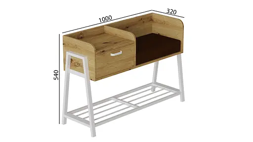 Банкетка с тумбочкой Ferrum-decor Бланка 540x1000x320 металл Серый ДСП Дуб Артизан 16 мм (FRD-103043) - фото 3