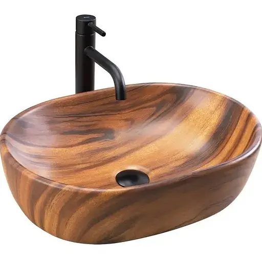 Умивальник Rea Amelia wood matt накладний REA-U5060, Коричневий - фото 1