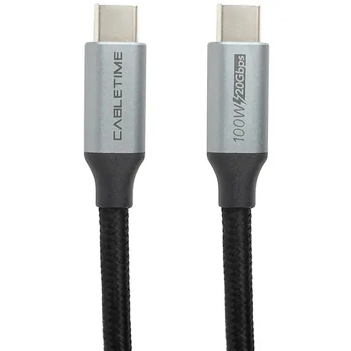 Кабель PowerPlant USB3.1, USB-C - USB-C, 20Gbps, 100W, 20V/5A, 4K/60HZ, 1м