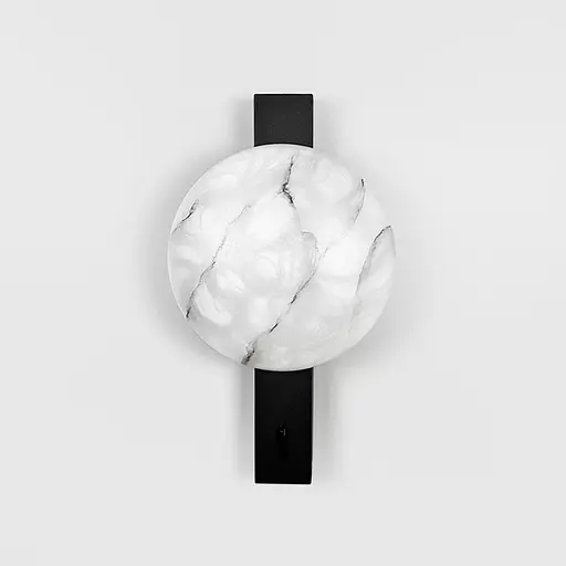 Декоративне бра у чорному корпусі із плафоном під мармур 30х16,5 см Line F Арт. WS011 - фото 7