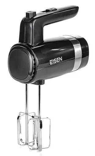 Миксер Eisen EHM-50, Black|Silver, 500W, ручной, 5 скоростей, венчики, крюки для замеса теста, подставка для насадок, защита от перегрева - фото 6
