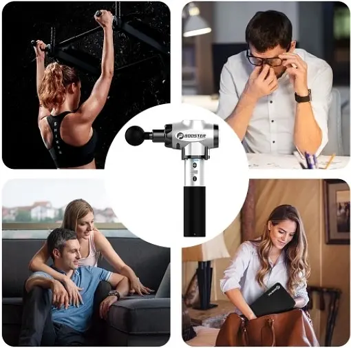 Перкусійний м'язовий ударний масажер Booster Е тригерних точок Сріблястий - фото 10