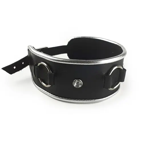 Ошейник из натуральной кожи со стразами и кольцом Art of Sex - Collar Ring - фото 3