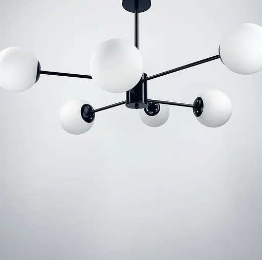 Мінімалістична люстра на 6 білих матових плафонів Line.F CD 111/6 BK - фото 7