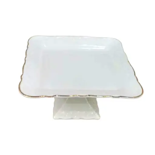 Тортовница фарфоровая на ножке 20×20 (см) квадратная подставка для торта капкейков пирожных Yiwu 120-YH-HG041