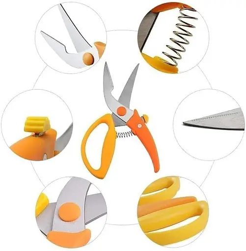 Кухонные ножницы секатор для птицы и рыбы с фиксатором 22.5 см, Kitchen Master Оранжевый 85869 - фото 7