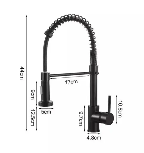 Смеситель кухонный Zegor SAP4-G090KB с пружиной и выдвижным изливом Черный 30412 - фото 2