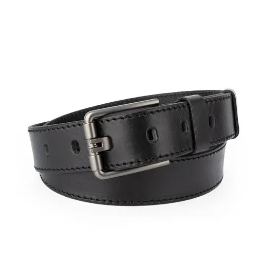 Ремень мужской кожаный JK-4008 (125 см) черный - фото 1