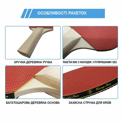 Набір для настільного тенісу VITOR NE-VT-6, 2 ракетки, 3 кульки, сітка - фото 3