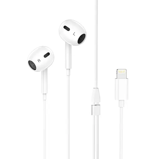 Навушники HOCO M1 Max crystal earphones for iP with mic White - фото 4